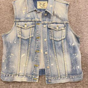 American Living Distressed Denim Vest Women's XL
